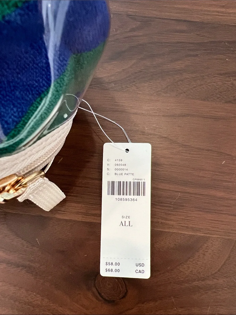 NWT Anthropologie Blue and Green Travel Pouch